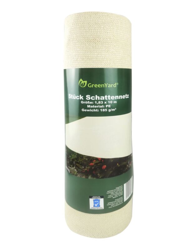 GreenYard Schattierungsnetz Sonnensegel mit UV – Schutz und luftdurchlässigem PE – Gewebe, ca. 1, 83 x 10 m – Grün