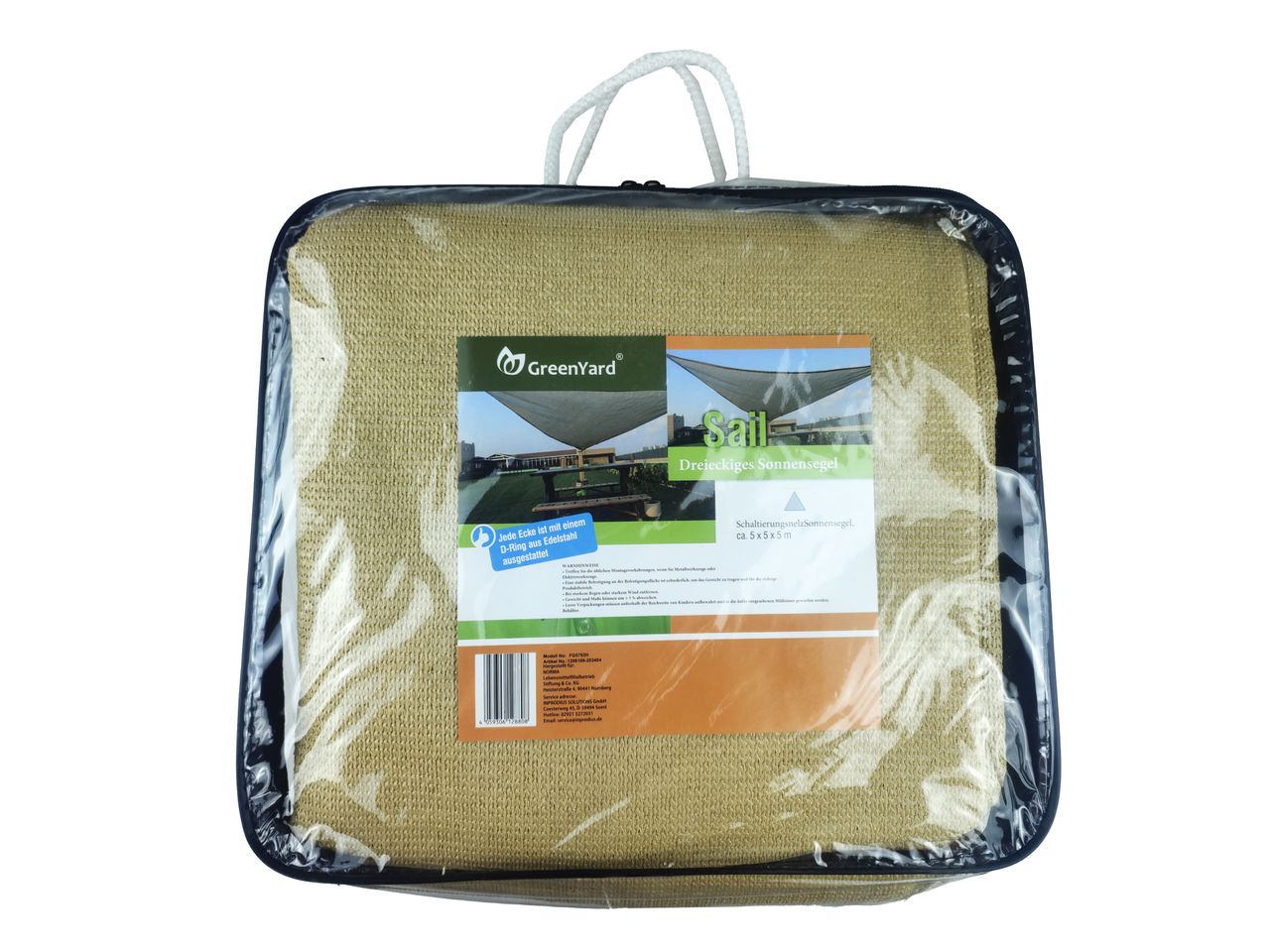 GreenYard Schattierungsnetz Sonnensegel mit luftdurchlässigem PE – Gewebe, ca. 5 x 5 x 5 m – Grün