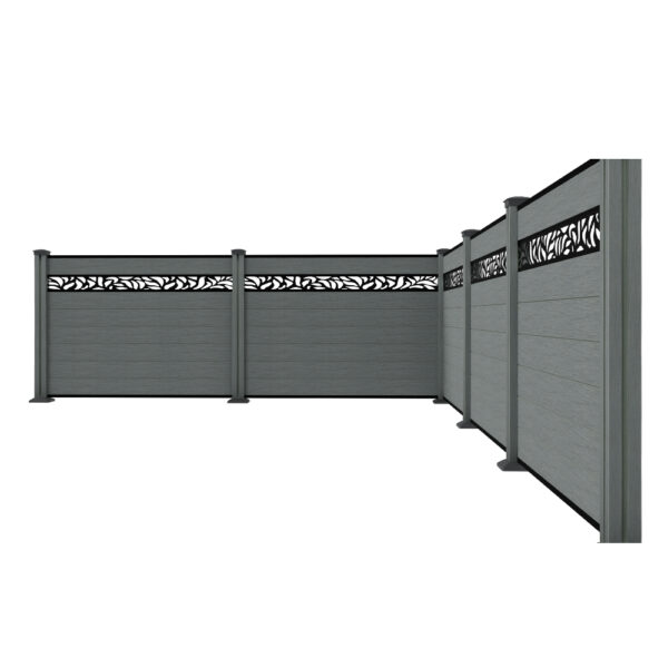 Hardin 1fachgut WPC – Sichtschutzzaun Valla – mit Design 5x Element + 6x Pfosten – Grau