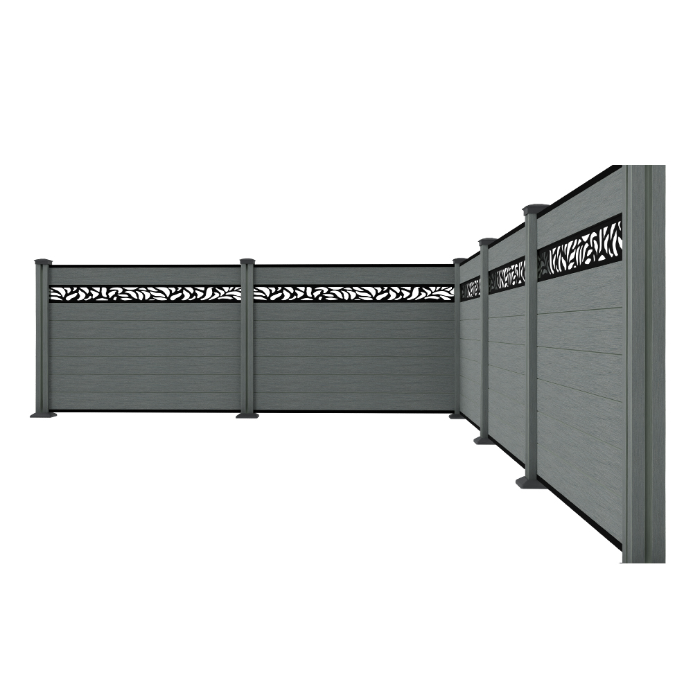 Hardin 1fachgut WPC – Sichtschutzzaun Valla – mit Design 5x Element + 6x Pfosten – Grau