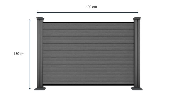 4059306128907-1 Hardin 1fachgut WPC – Sichtschutzzaun Valla – 1x Element + 2x Pfosten – Grau