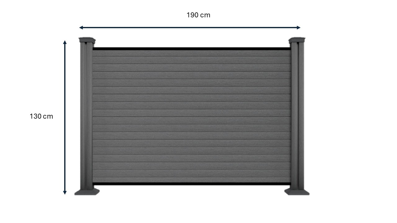 Hardin 1fachgut WPC – Sichtschutzzaun Valla – 1x Element + 2x Pfosten – Grau