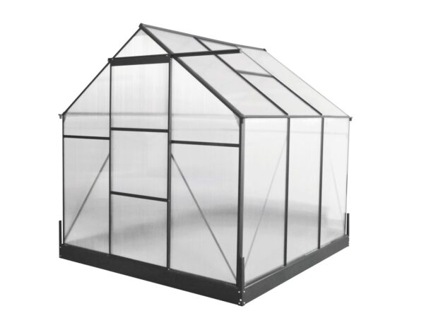 GreenYard Aluminium Gewächshaus mit Dachfenster "Hanoi", ca. 190 x 190 x 207 cm – Silber