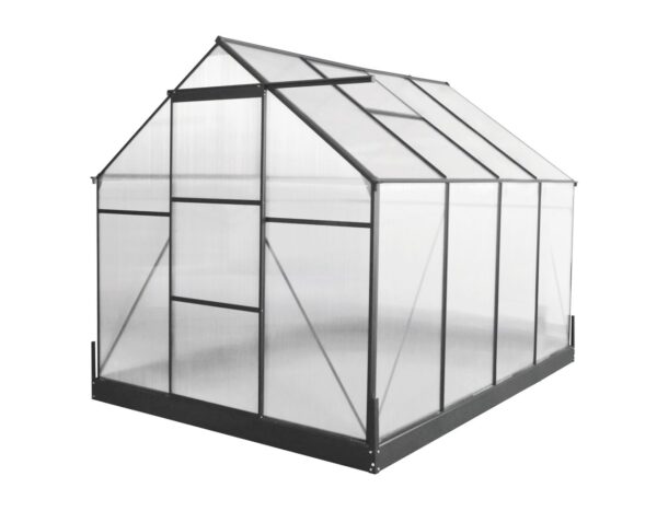 4059306129447-1 GreenYard Aluminium Gewächshaus mit Dachfenster "Hanoi", ca. 250 x 190 x 207 cm – Silber