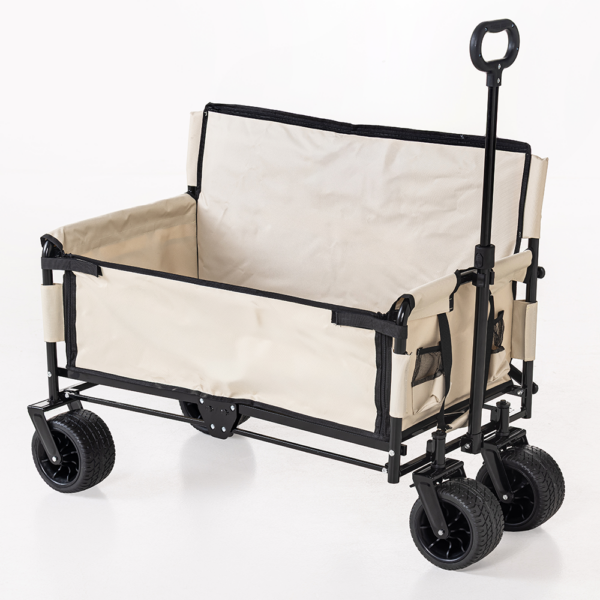 Hardin 1fachgut Bollerwagen mit robustem Stahlrahmen, ca. 90 x 60 x 107 cm – Beige/Schwarz