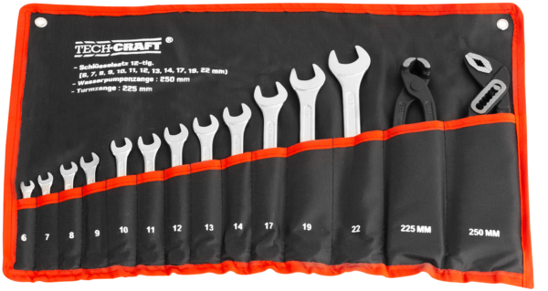 Tech-Craft Werkzeug – Set mit Kneifzange, wasserpumpenzange und Schraubschlüssel – Set 12 tlg.