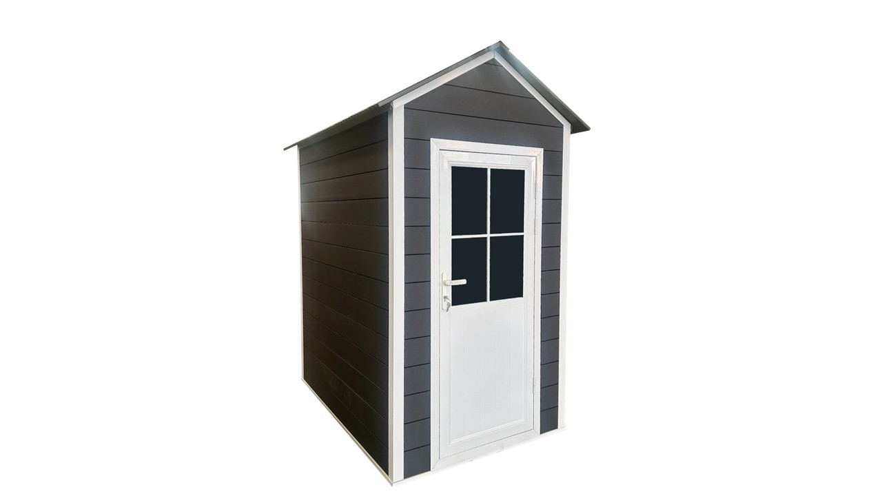 Hardin 1fachgut WPC Gartenhaus mit Aluminiumrahmen, ca. 186 x 124 x 238 cm – Anthrazit/Weiß
