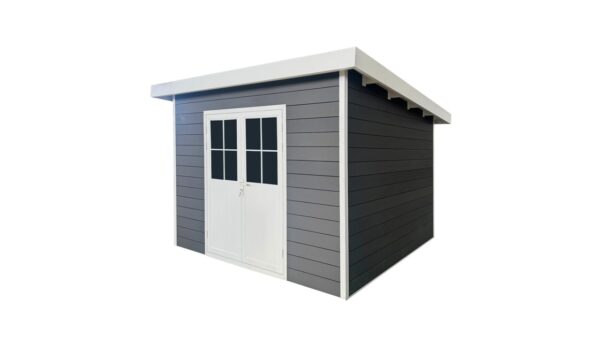 Hardin 1fachgut WPC Gartenhaus mit Aluminiumrahmen, ca. 347 x 344 x 244 cm – Anthrazit/Weiß