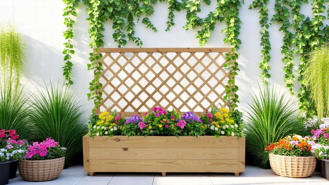 Hardin 1fachgut Pflanzkasten aus Kiefernholz, ca. 128 x 44 x 104 cm – Natur