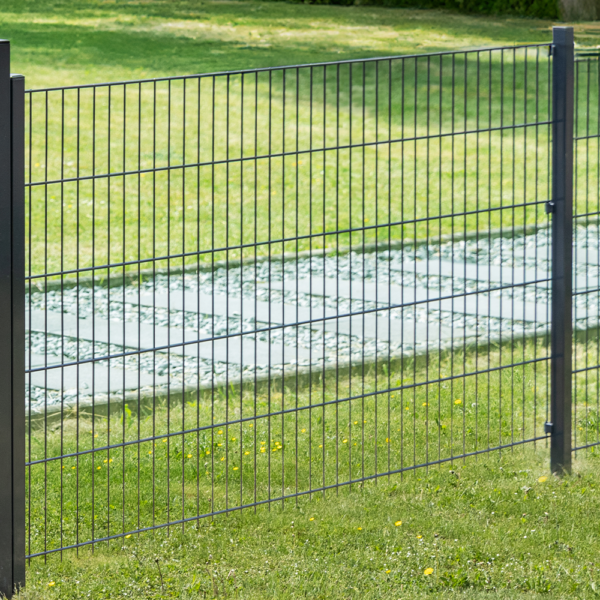 GreenYard Doppelstabmattenzaun Komplett – Set, ca. 123 cm x 10 m – Anthrazit
