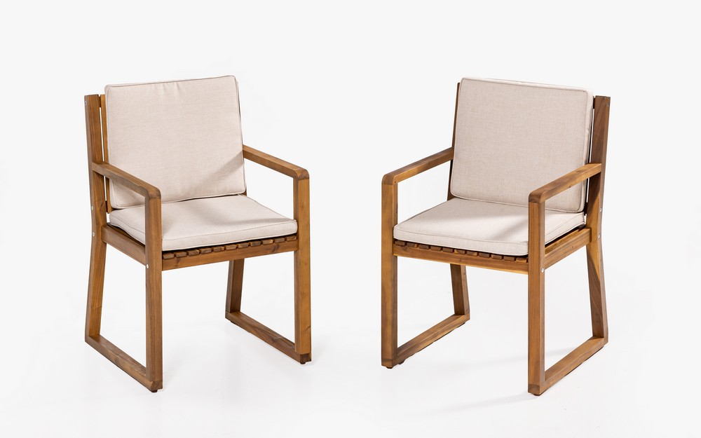 Prestige Home Living Indoor Gartenstühle 2er Set aus Akazienholz, ca. 54 x 59 x 88 cm – Braun