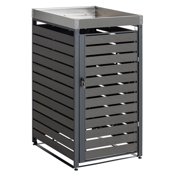 Hardin 1fachgut 1er Mülltonnenverkleidung mit Pflanzdach aus Edelstahl, ca. 68 x 80 x 124 cm – Anthrazit