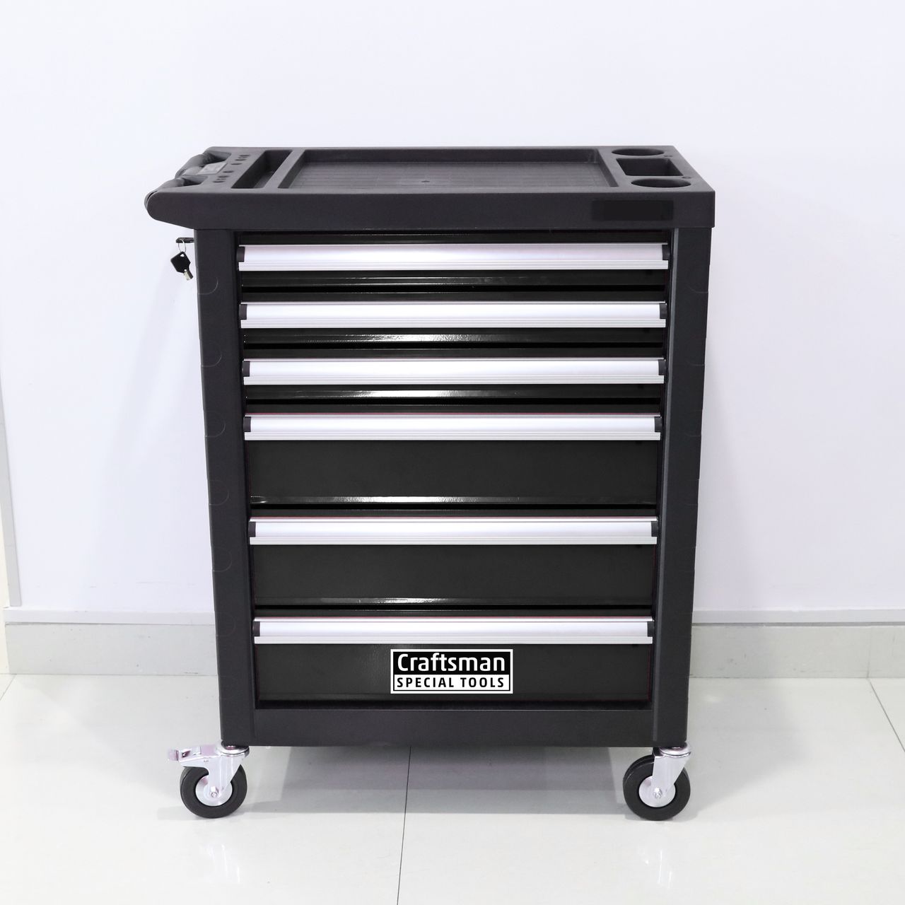 Craftsman Professional Tools Werkstattwagen 70 tlg. mit 6 Schubladen schwarz 76x46x81, 5 cm