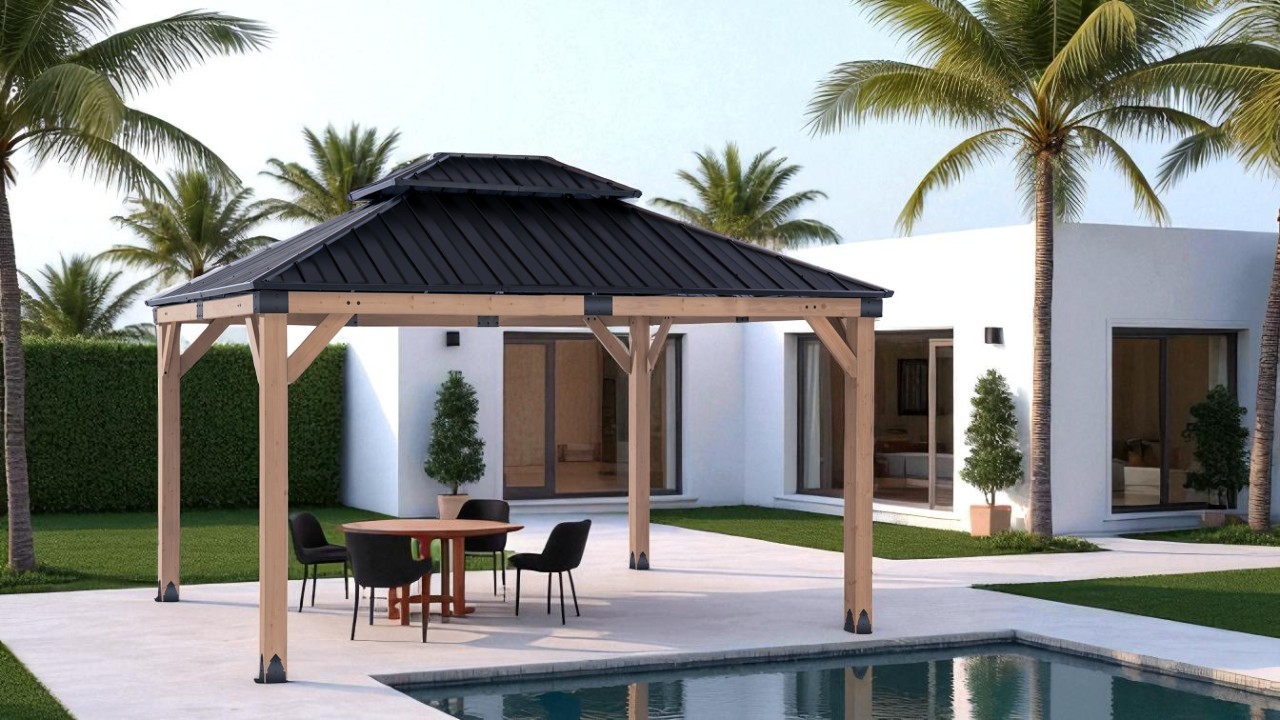 Hardin 1fachgut Hardtop – Pavillon aus Zedernholz, ca. 310 x 364 x 290 cm