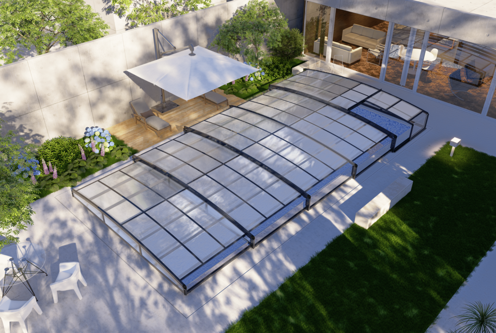 GreenYard Poolüberdachung „Aqualina“ aus Aluminium, ca. 10, 99 x 4, 26 x 1, 05 m