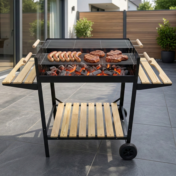 4059306134137-2 Hardin 1fachgut Holzkohle BBQ Grill, ca. 126 x 50 cm