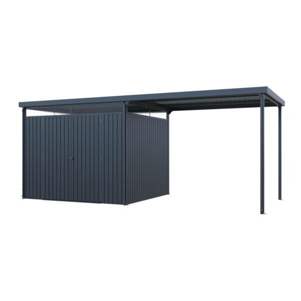 GreenYard Metallgerätehaus 7㎡ Skylight mit 7㎡ Carport – Erweiterung 2 in 1, ca. 245 x 576 x 226 cm