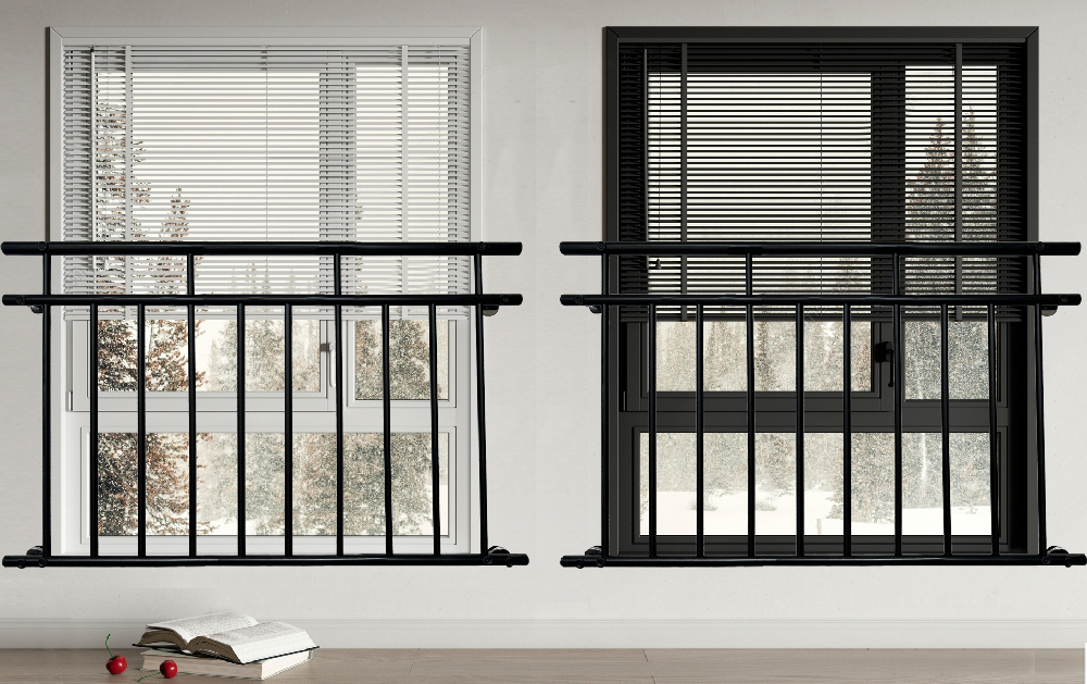 Prestige Home Living Outdoor Balkongeländer 90 x 128 cm, verzinkt mit Pulverbeschichtung, schwarz