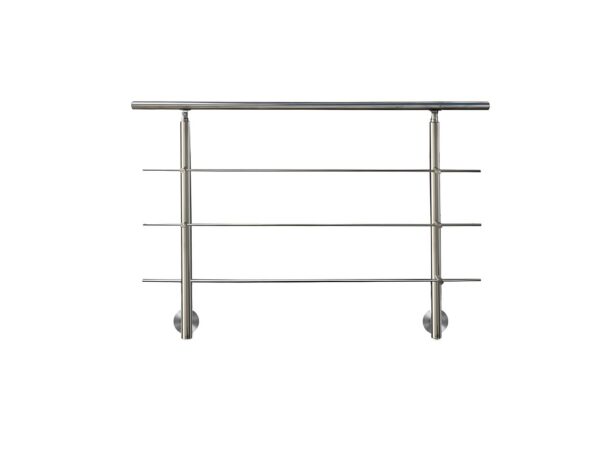 Prestige Home Living Outdoor Treppengeländer Set – ca. 110x 120 cm, Edelstahl inkl. 3 Querstäbe und 2 Pfosten seitliche Montage