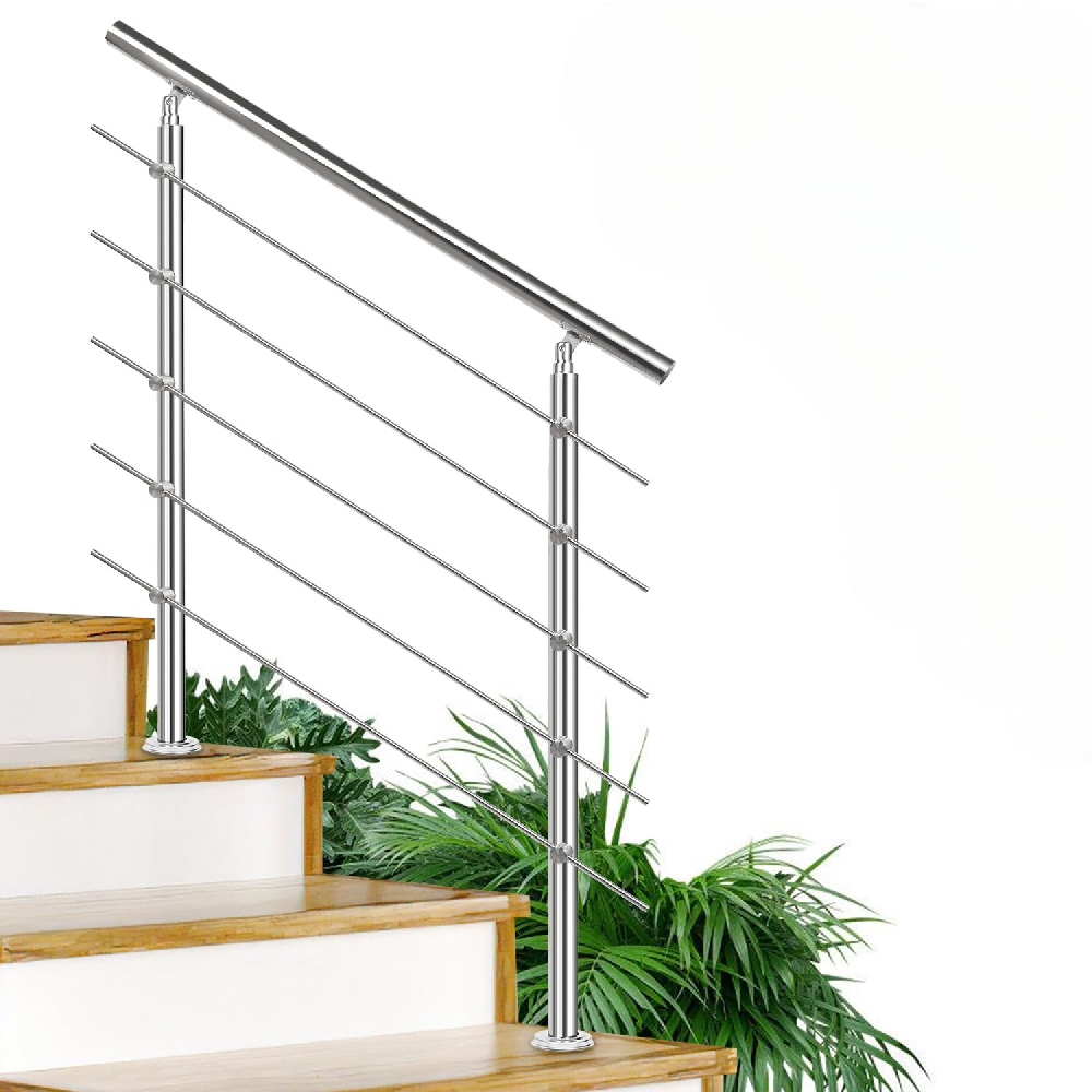 Prestige Home Living Outdoor Treppengeländer Set – ca. 100x 106, 5 cm, Edelstahl inkl. 5 Querstäben und 2 Pfosten