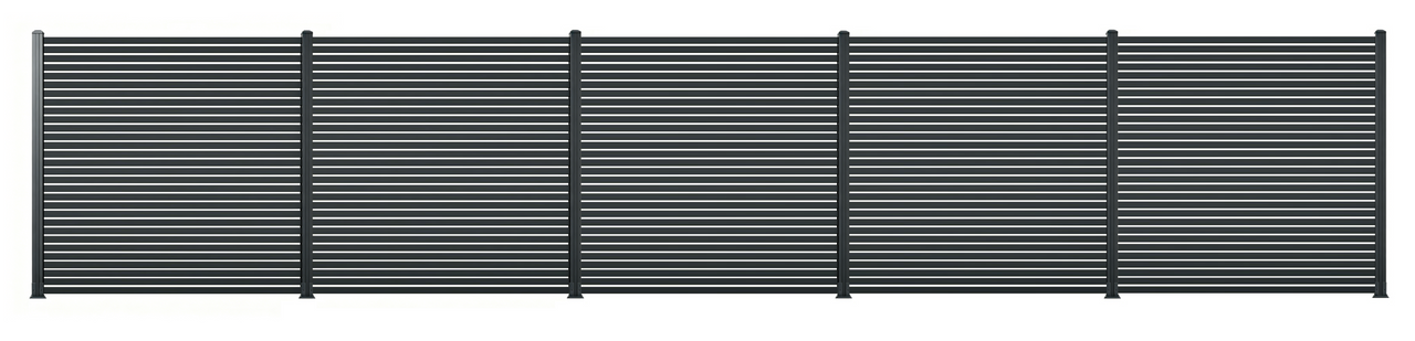 Hardin 1fachgut Premium Aluminium – Sichtschutzzaun CORTINA – 5 Elemente + 6 Pfosten – Anthrazit