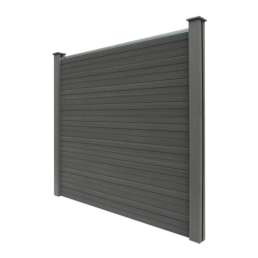 GreenYard WPC – Sichtschutzzaun CORTEZA – 2x Elemente + 3 Pfosten – Anthrazit