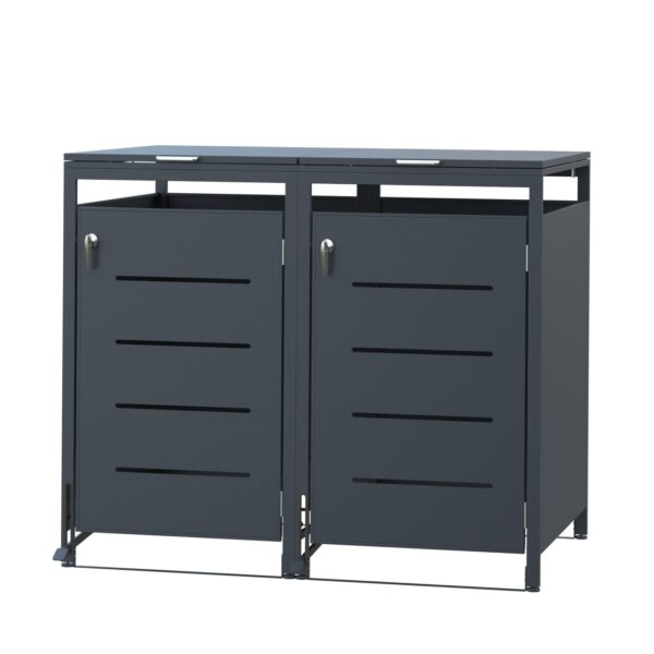 CHILLROI 2er Mülltonnenverkleidung CUBO mit Pedal, ca. 136 x 80 x 118, 5 cm – Anthrazit