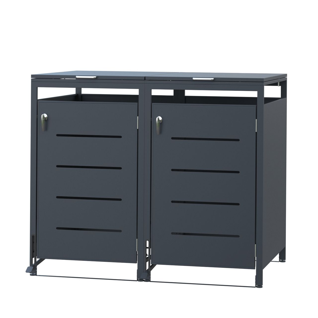 CHILLROI 2er Mülltonnenverkleidung CUBO mit Pedal, ca. 136 x 80 x 118, 5 cm – Anthrazit
