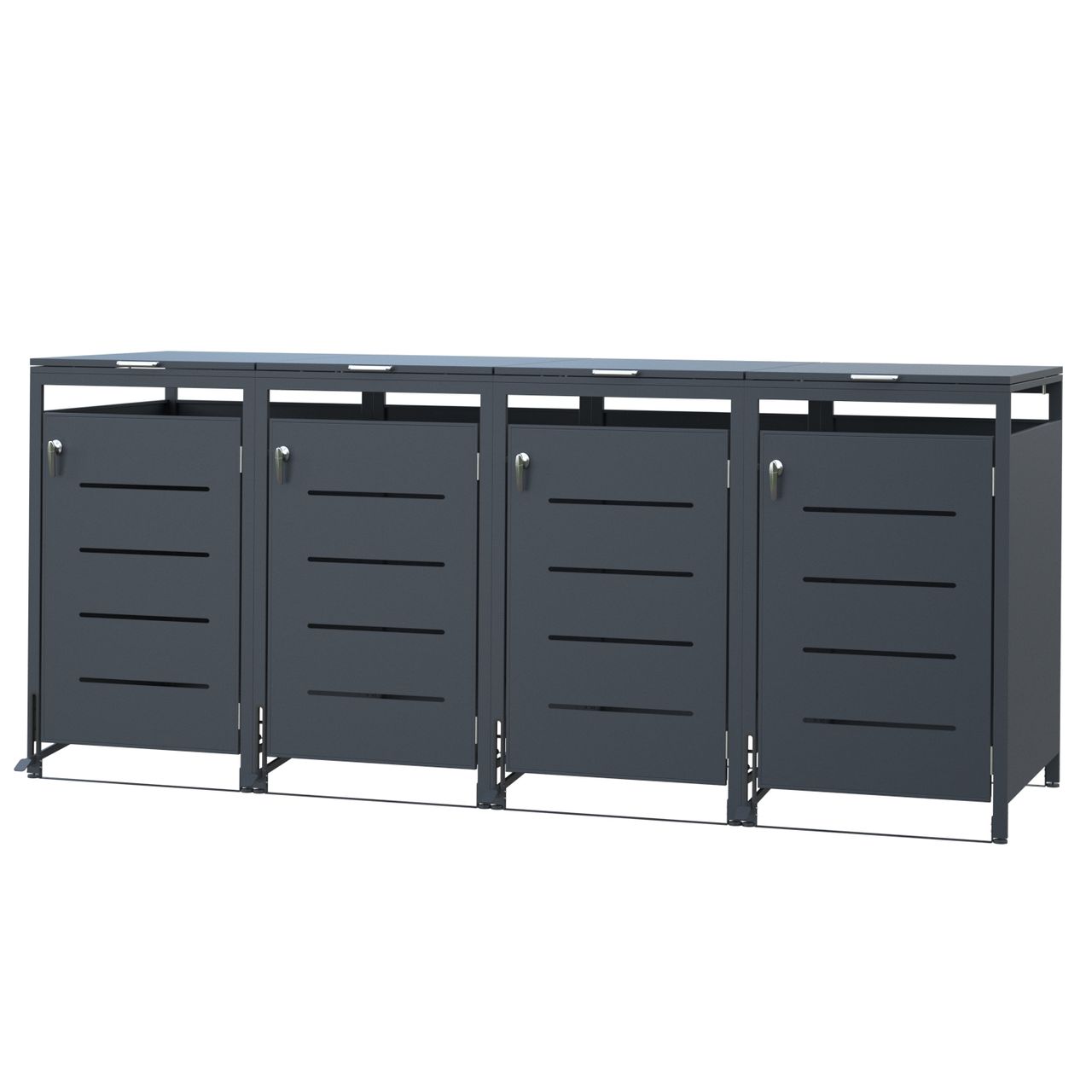 CHILLROI 4er Mülltonnenverkleidung CUBO mit Pedal, ca. 272 x 80 x 118, 5 cm – Anthrazit