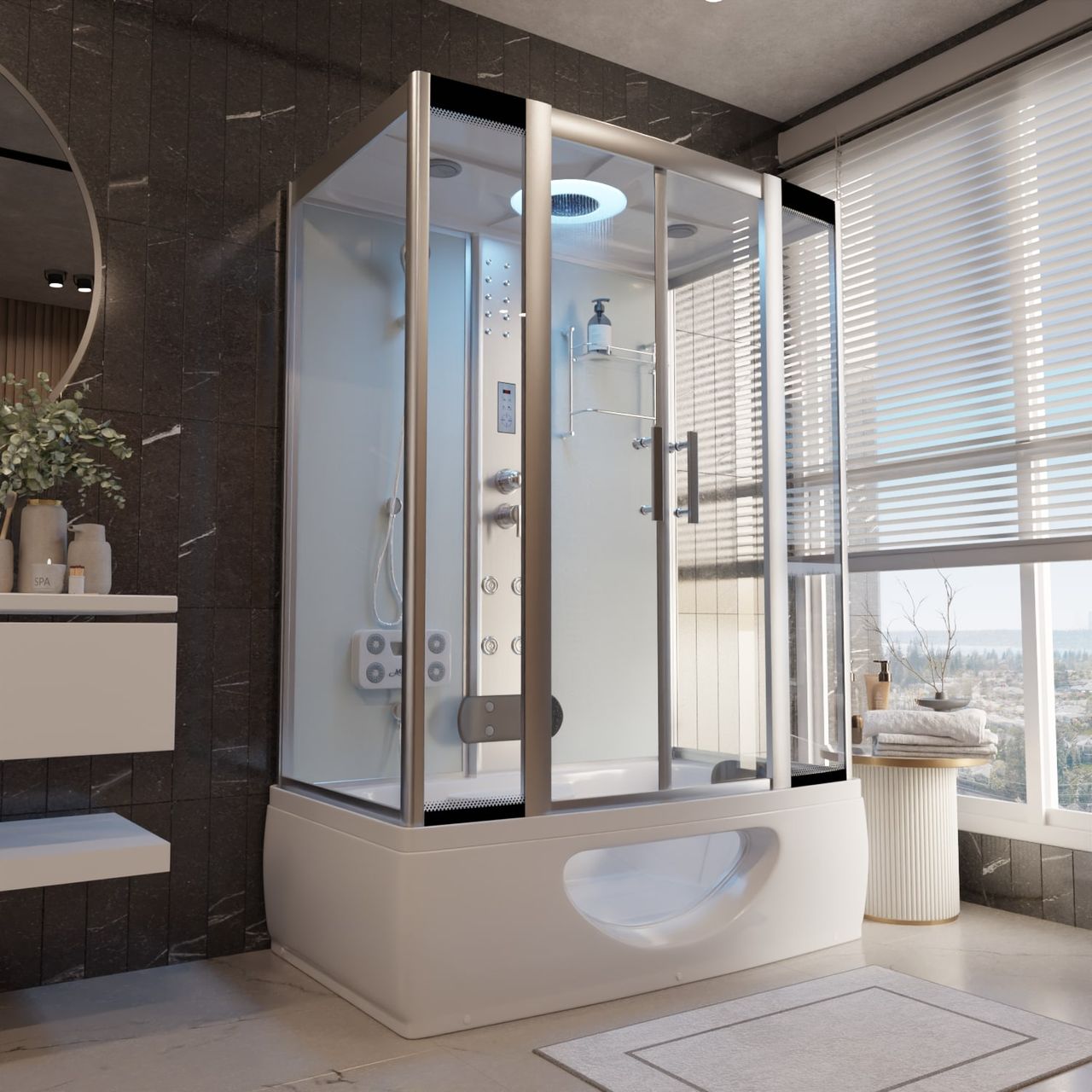 Tronitechnik Duschtempel IKARIA 135x80x220cm Duschkabine mit Badewanne, freistehend