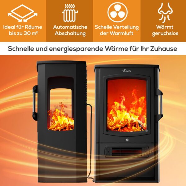 4062048010614-7 Tronitechnik Elektrokamin elektrisch – Kaminfeuer mit LED Flammeneffekt, 1kW/2kW, fenster 2000 Watt