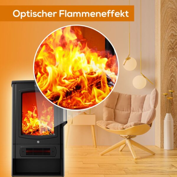 4062048010614-8 Tronitechnik Elektrokamin elektrisch – Kaminfeuer mit LED Flammeneffekt, 1kW/2kW, fenster 2000 Watt