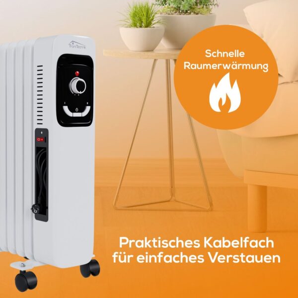 4062048013196-6 Tronitechnik Ölradiator TT – OR 207 Weiß – 7 Rippen, 3 Stufen, Thermostat, Überhitzungsschutz