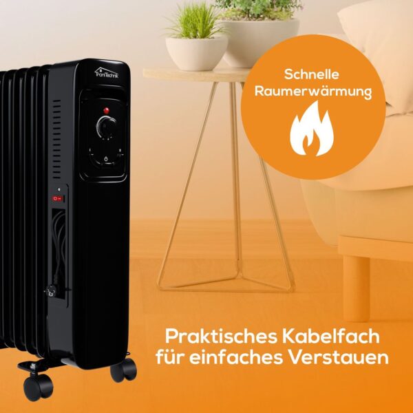 4062048013226-10 Tronitechnik Ölradiator TT – OR 211 Schwarz – 11 Rippen, 3 Heizstufen, Thermostat