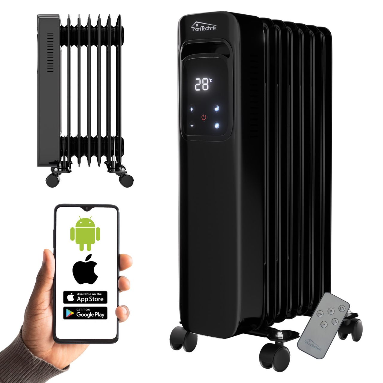 Tronitechnik Ölradiator TT – OR 307 Schwarz – 7 Rippen, 3 Heizstufen, WiFi, Überhitzungsschutz