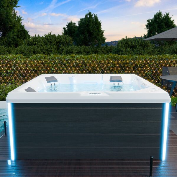 Tronitechnik Outdoor Whirlpool Spa PANAREA 210cm x 210cm mit Heizung, Hydromassage, Farblicht mit Thermoabdeckung