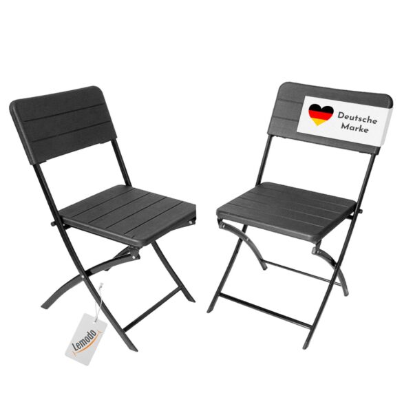 4062961002079-1 Lemodo Klappstuhl 2er Set Stühle, schwarz Holz – Optik, Campingstuhl