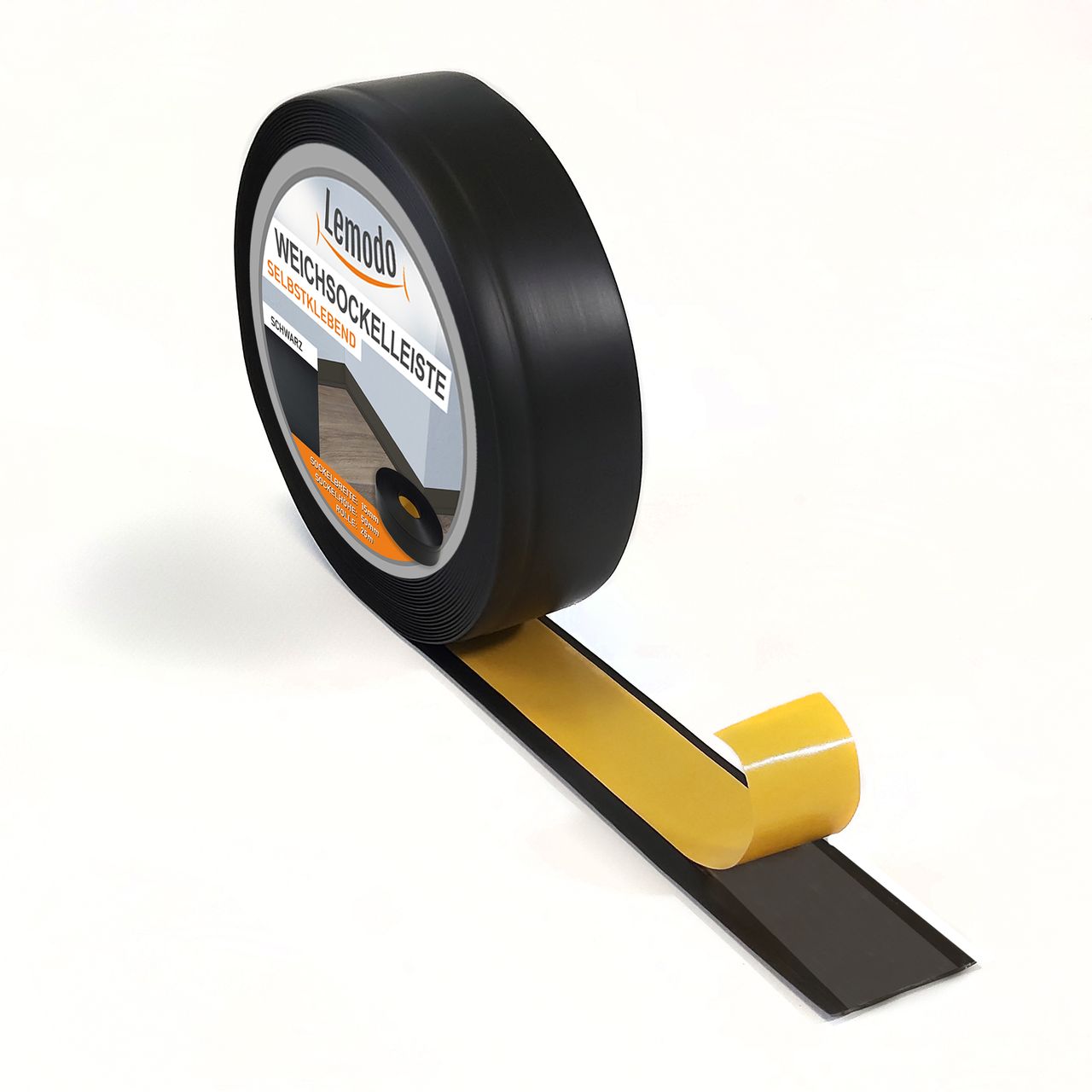 Lemodo Weichsockelleiste schwarz, 25m Rolle