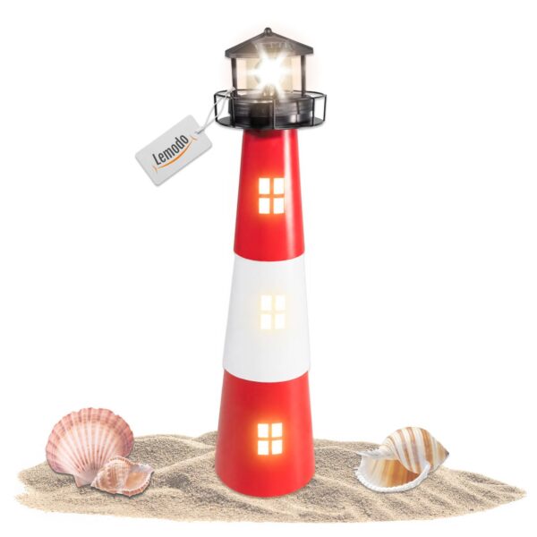4062961012085-1 Lemodo Gartendeko Solar Leuchtturm mit rotierender LED – Beleuchtung 60 cm hoch