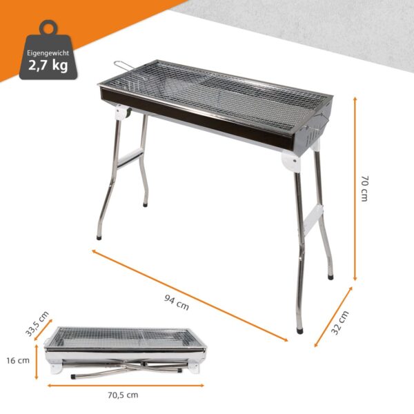 Lemodo Klappbarer Holzkohlegrill, Campinggrill Edelstahl, Reisegrill für BBQ