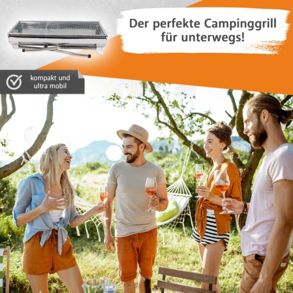Lemodo Klappbarer Holzkohlegrill, Campinggrill Edelstahl, Reisegrill für BBQ