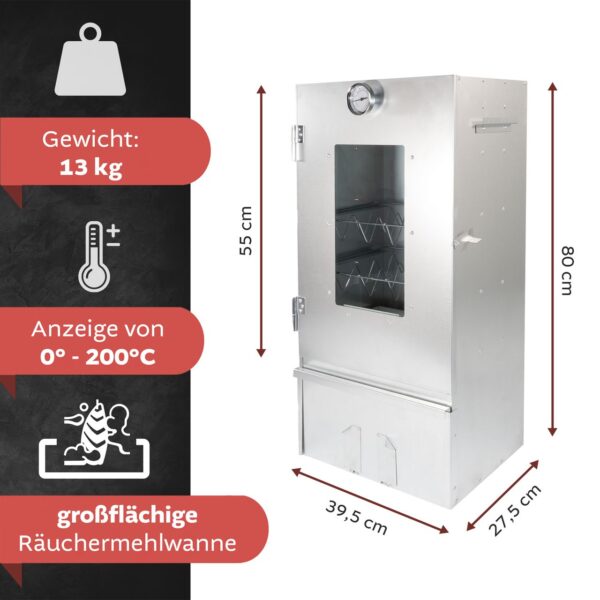 Lemodo Räucherofen Edelstahl mit Untergestell, Räucherschrank, Kalträucherofen