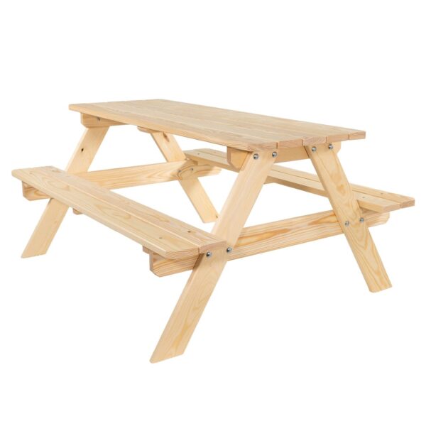 Lemodo Kinderpicknicktisch 115cm lang aus Holz Kiefer natur, sitzgruppe für Kinder
