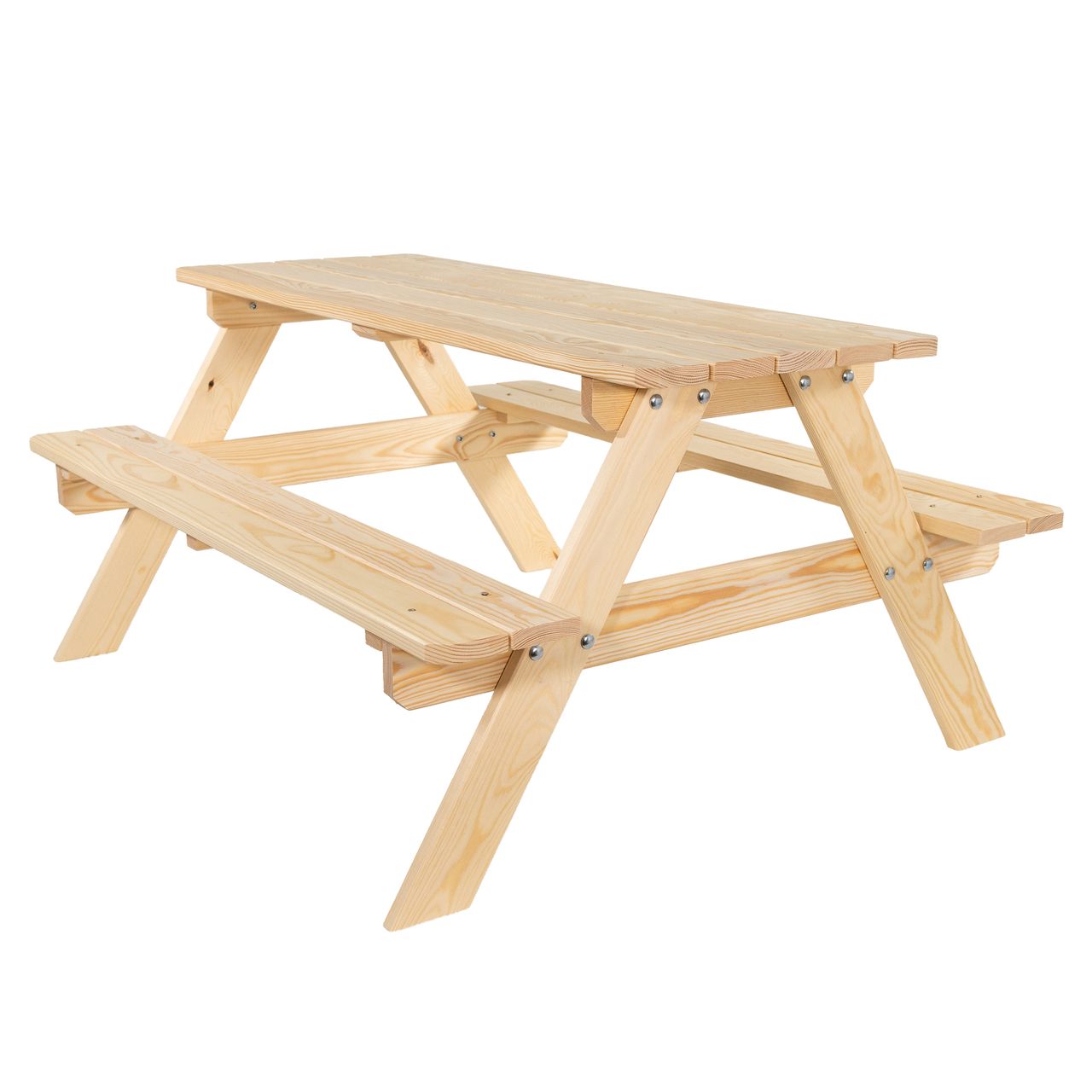 Lemodo Kinderpicknicktisch 115cm lang aus Holz Kiefer natur, sitzgruppe für Kinder