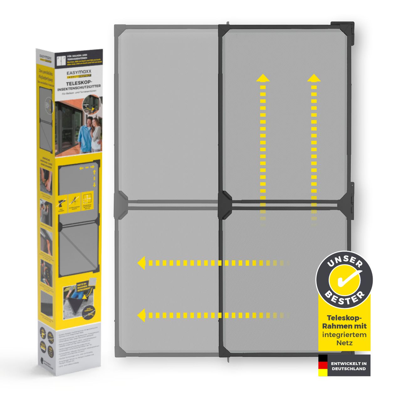 DS-Produkte EASYmaxx Moskitonetz Schwingtür Magic Fit, ca. 115 x 270 cm – Anthrazit