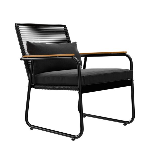 Garmio Sitzgruppe Polyrattan Gartenmöbel Set 4 – teilig Balkonmöbel mit Sitzbank und Stühlen, Glastisch