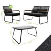 Garmio Sitzgruppe Polyrattan Gartenmöbel Set 4 – teilig Balkonmöbel mit Sitzbank und Stühlen, Glastisch
