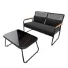 Garmio Sitzgruppe Polyrattan Gartenmöbel Set 4 – teilig Balkonmöbel mit Sitzbank und Stühlen, Glastisch