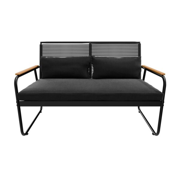 Garmio Sitzgruppe Polyrattan Gartenmöbel Set 4 – teilig Balkonmöbel mit Sitzbank und Stühlen, Glastisch