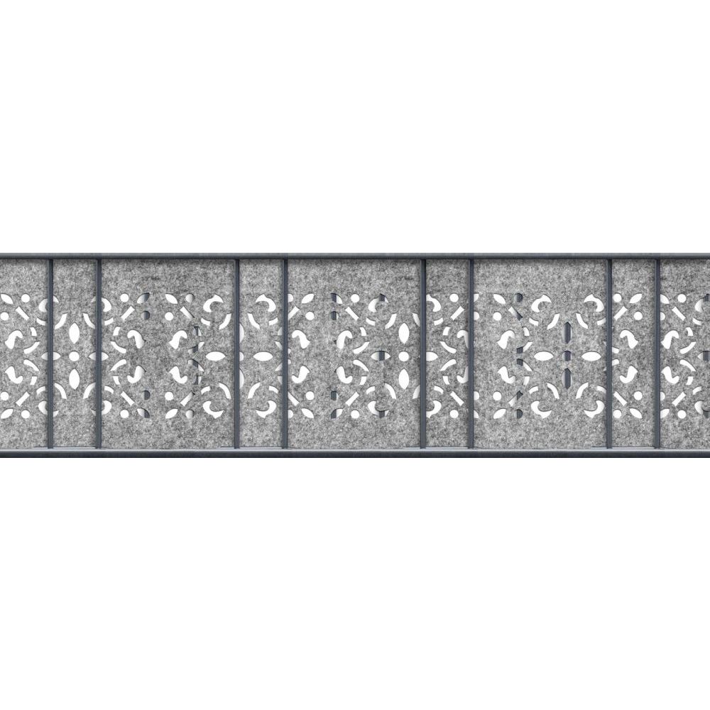 zaun|zu® Sichtschutzstreifen Design Vlies Ornament für Doppelstabmatten Hellgrau 2, 6m
